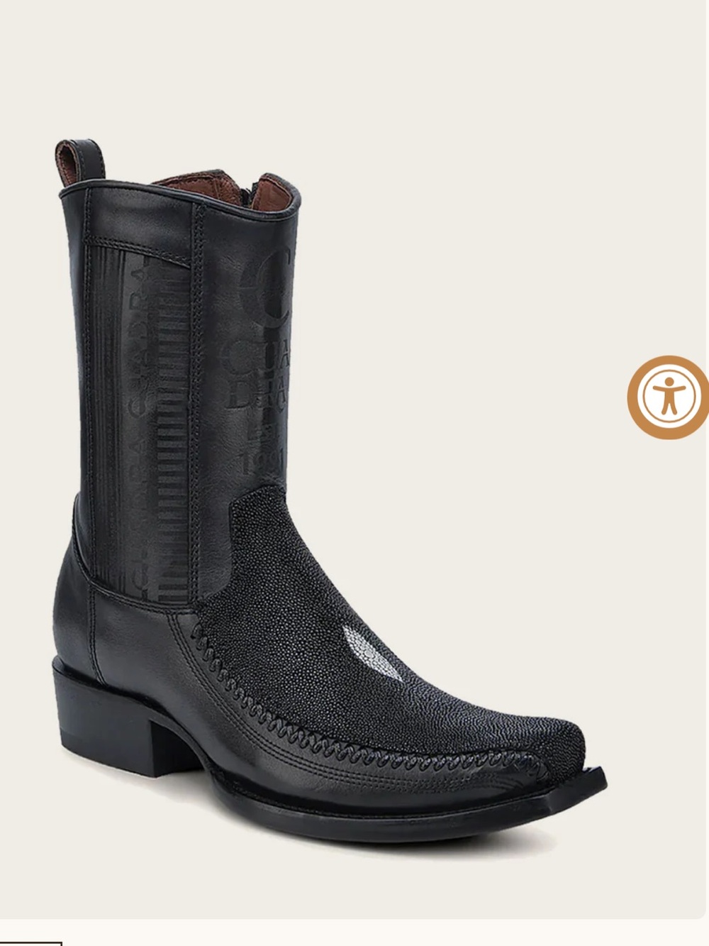 CUADRA Black Stingray Leather Cowboy Boots Men's Size 9.5US IN BOX